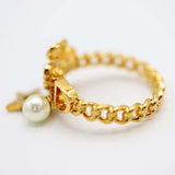 Christian Dior ディオール リング 指輪 D-clover クローバー スター レジンパール Lサイズ 約13.5号 アクセサリー 箱有 H17451