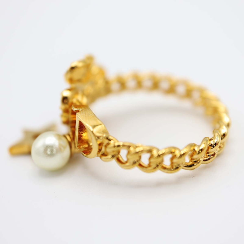 Christian Dior ディオール リング 指輪 D-clover クローバー スター レジンパール Lサイズ 約13.5号 アクセサリー 箱有 H17451