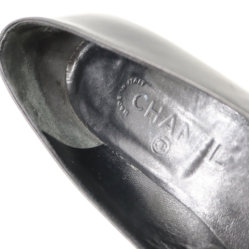 CHANEL シャネル パンプス ヒール サンダル カメリア ココマーク 37 1/2 ブラック レディース yo80