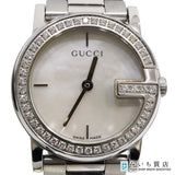 稼働 腕時計 GUCCI グッチ Gラウンド ダイヤベゼル 101L クォーツ シェル文字盤 レディース H20070