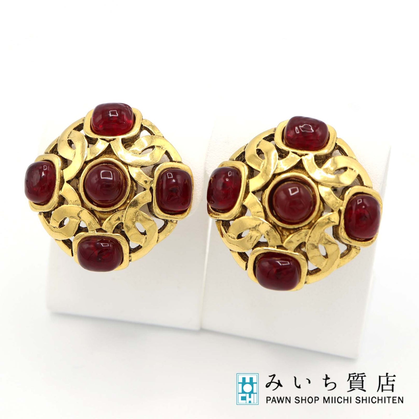 プ*い様 CHANEL ヴィンテージ イヤリング 98P レッド ゴールド CHANEL シャネル イヤリング グリポア ヴィンテージ アクセサリー