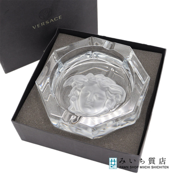 VERSACE ベルサーチ ローゼンタール メデューサ アッシュトレイ 灰皿 クリスタルガラス インテリア 置物 箱有 22k52-1