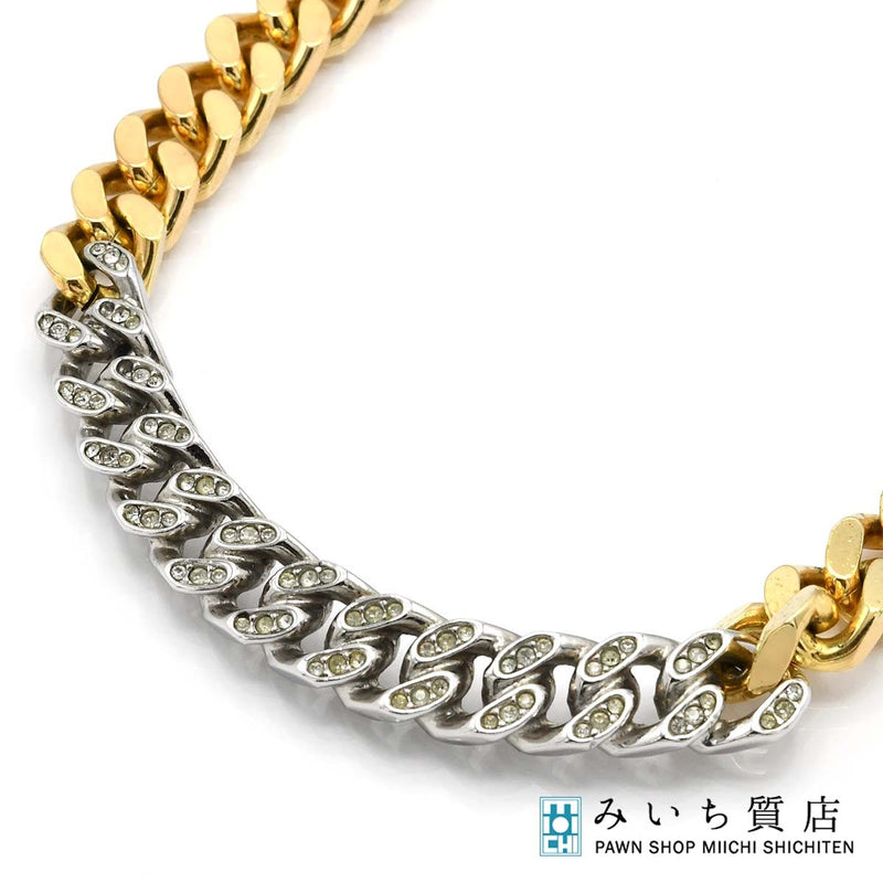 Christian Dior ディオール ネックレス 喜平デザイン シルバーカラー/ゴールドカラー アクセサリー 117.6g 箱有 ok1192