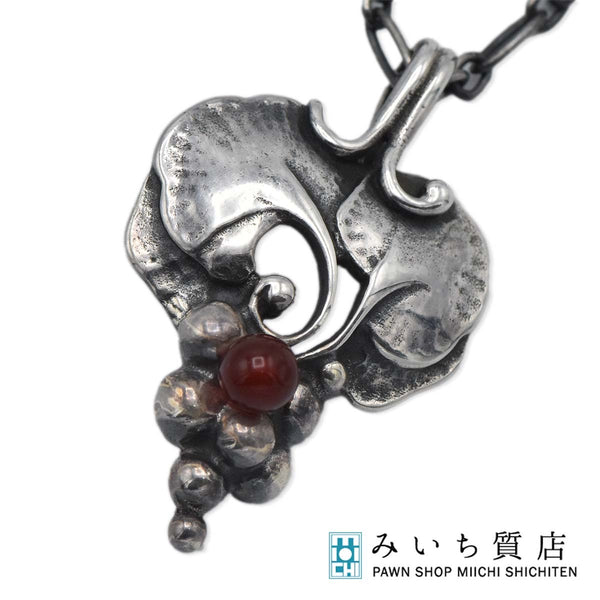 Georg Jensen ジョージジェンセン ネックレス イヤーペンダント 1996 葡萄 カーネリアン シルバー 925 約10.7g アクセサリー H8233-6