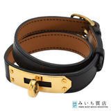 HERMES エルメス ブレスレット ケリー ドゥブルトゥール □F刻印 レザー ブラック アクセサリー レディース H18987