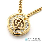 Christian Dior ディオール ネックレス CD ラインストーン ゴールドカラー 約7g アクセサリー M1993