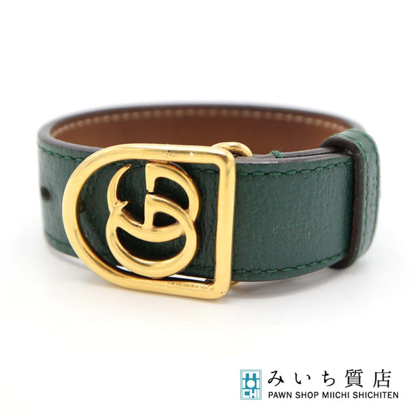 GUCCI グッチ ブレスレット GG レザー グリーン系 レディース アクセサリー H20589