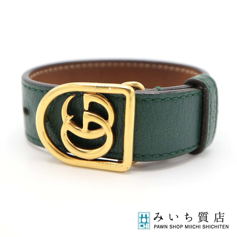 GUCCI グッチ ブレスレット GG レザー グリーン系 レディース アクセサリー H20589