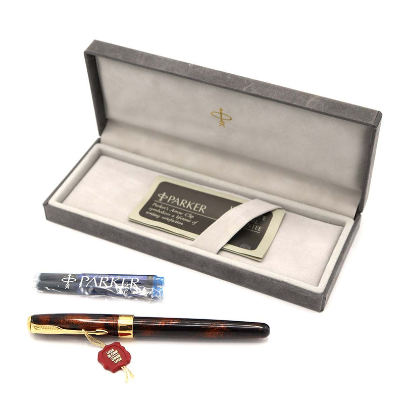 PARKER パーカー 万年筆 ソネット ビゾンフォンセ 純正漆 ペン先18K/750 字幅 F  インク ケース付 筆記未確認 H1030