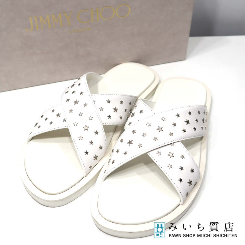 JIMMY CHOO ジミーチュウ サンダル PALMO パルモ スタースタッズサンダル 40 ホワイト 箱袋有 22s547-1