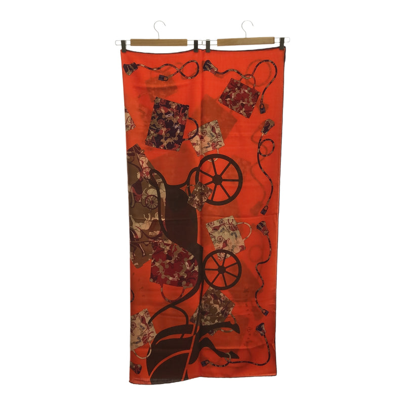 HERMES エルメス スカーフ カレジェアン140 Kelly en Caleche ケリーの馬車 カシシル カシミヤ/シルク レッドカラー 服飾小物 H16959