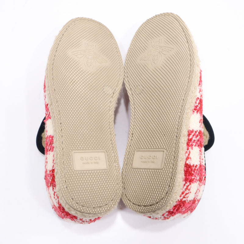 未使用 GUCCI グッチ 575850 ローファー ホースビット チェック ツイード レッド 36 1/2サイズ レディース 箱有 H9375
