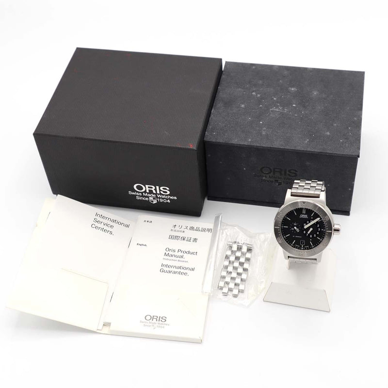 稼働 腕時計 ORIS オリス ダイバーズ レギュレーター 635-7514 27石 自動巻き 黒色文字盤 箱有 H9160