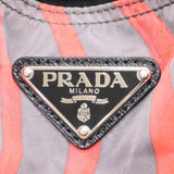 PRADA プラダ トートバッグ ナイロン 総柄 三角ロゴ レッド グレー 鞄 H18173