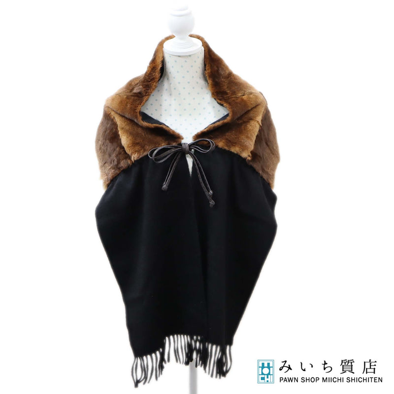 FENDI フェンディ キャンディストール マフラー カシミア ミンク CA0195028 ブラック系 保管袋有 H16896