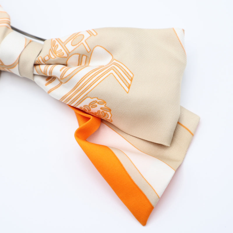 HERMES エルメス グルネル エクスリブリス バレッタ リボン オレンジ 服飾小物 H9387
