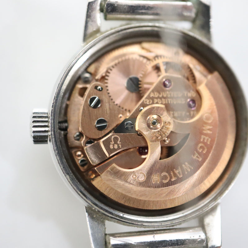 腕時計 稼働 OMEGA オメガ シーマスター 566.002 cal.681 自動巻き シルバー色文字盤 ベルト尾錠社外品 H18843