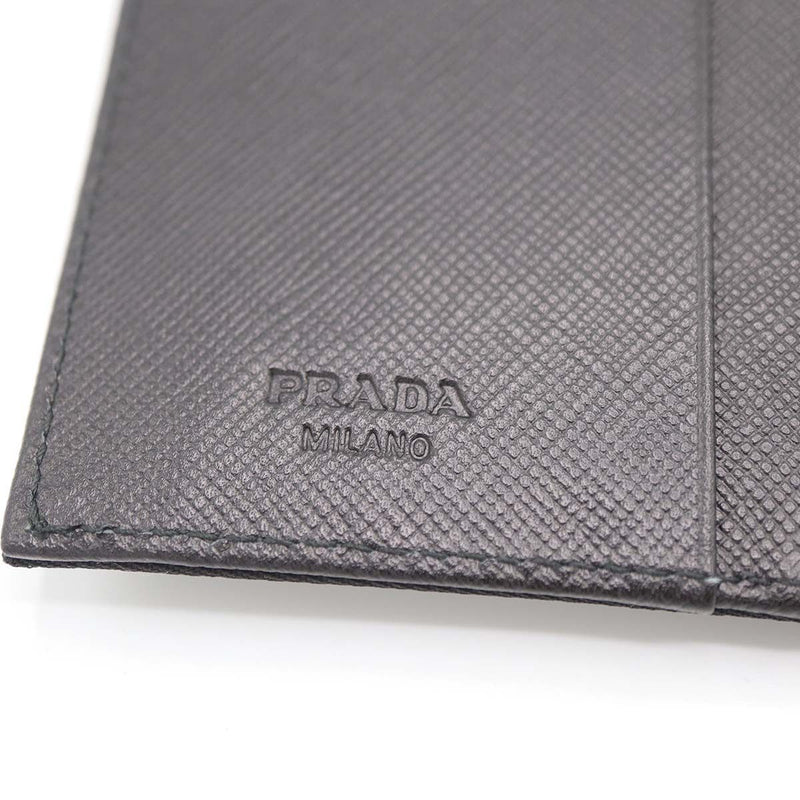 PRADA プラダ 財布 サフィアーノ レザー 三つ折り 黒 ブラック M176 ナイロン 三角ロゴ ギャラあり M4228
