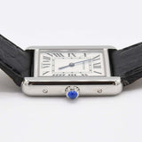 稼働 腕時計 Cartier カルティエ タンクソロ クォーツ シルバー色文字盤 2024年4月電池交換済 ベルト社外 ケース有 gen83