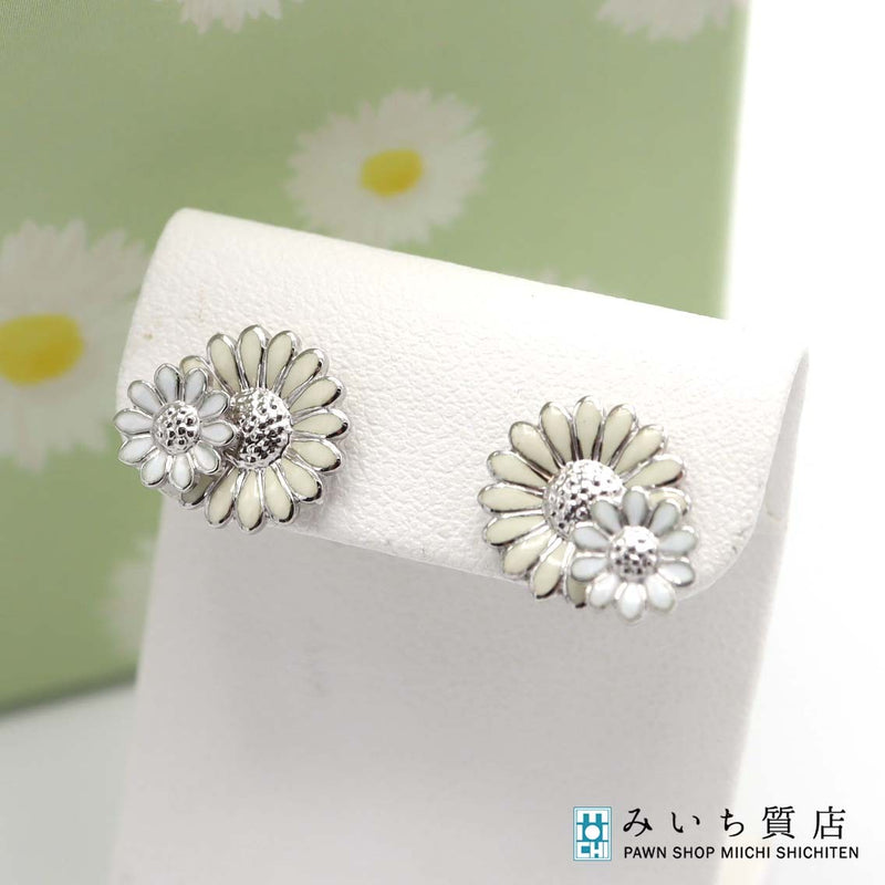 Georg Jensen ジョージジェンセン スティーヌゴヤ コラボ ピアス デイジー シルバー 925 約2.8g ホワイト系 アクセサリー H16443