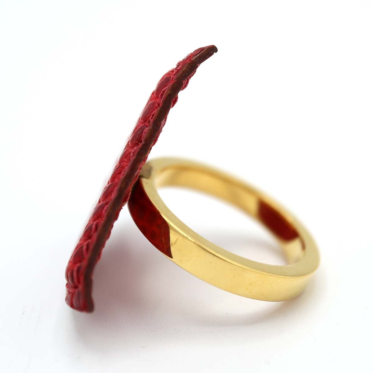 25k986-5 HERMES エルメス スカーフリング リザード トライアングル 赤