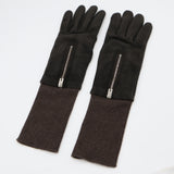 HERMES エルメス 手袋 グローブ スエード Hチャック 7 1/2 カシミヤ100 ブラウン 服飾小物 M4158