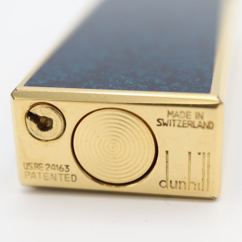 dunhill ダンヒル ガスライター US.RE24163 ラピス柄 ラピス ブルー ローラー式 喫煙具 着火未確認 ケース有 H5342