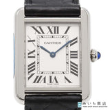 稼働 腕時計 Cartier カルティエ タンクソロ クォーツ シルバー色文字盤 2024年4月電池交換済 ベルト社外 ケース有 gen83