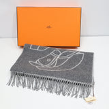 タグ付き未使用 HERMES エルメス アントルラック エスケトル マフラー ストール カシミヤ100 グレー系 箱有 H21662