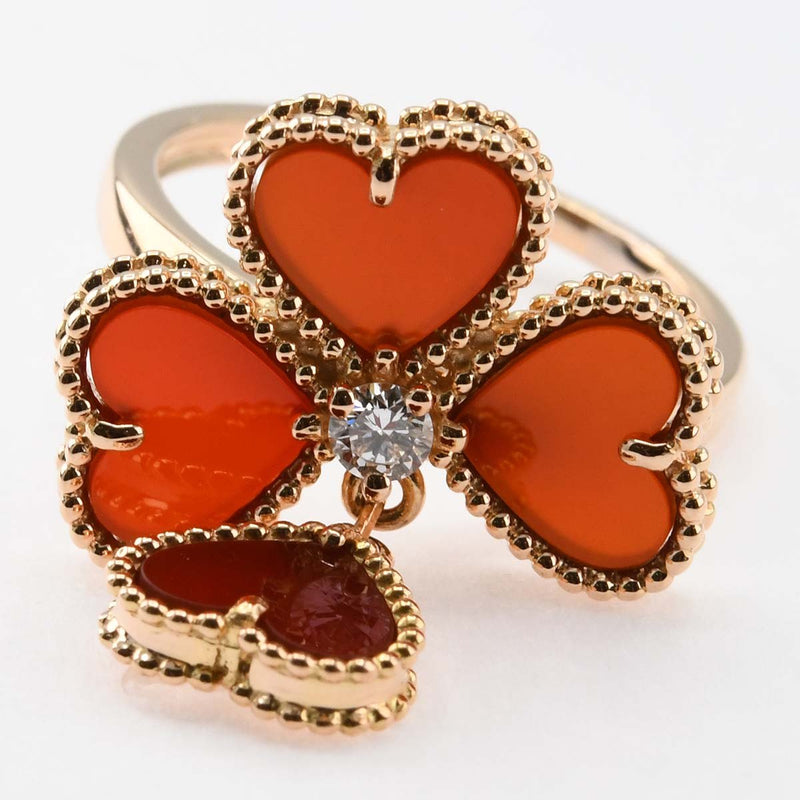 仕上済 VanCleef&Arpels VCA ヴァンクリーフ&アーペル リング スウィートアルハンブラ エフイヤージュ カーネリアン 750 5g 箱保有 H19087