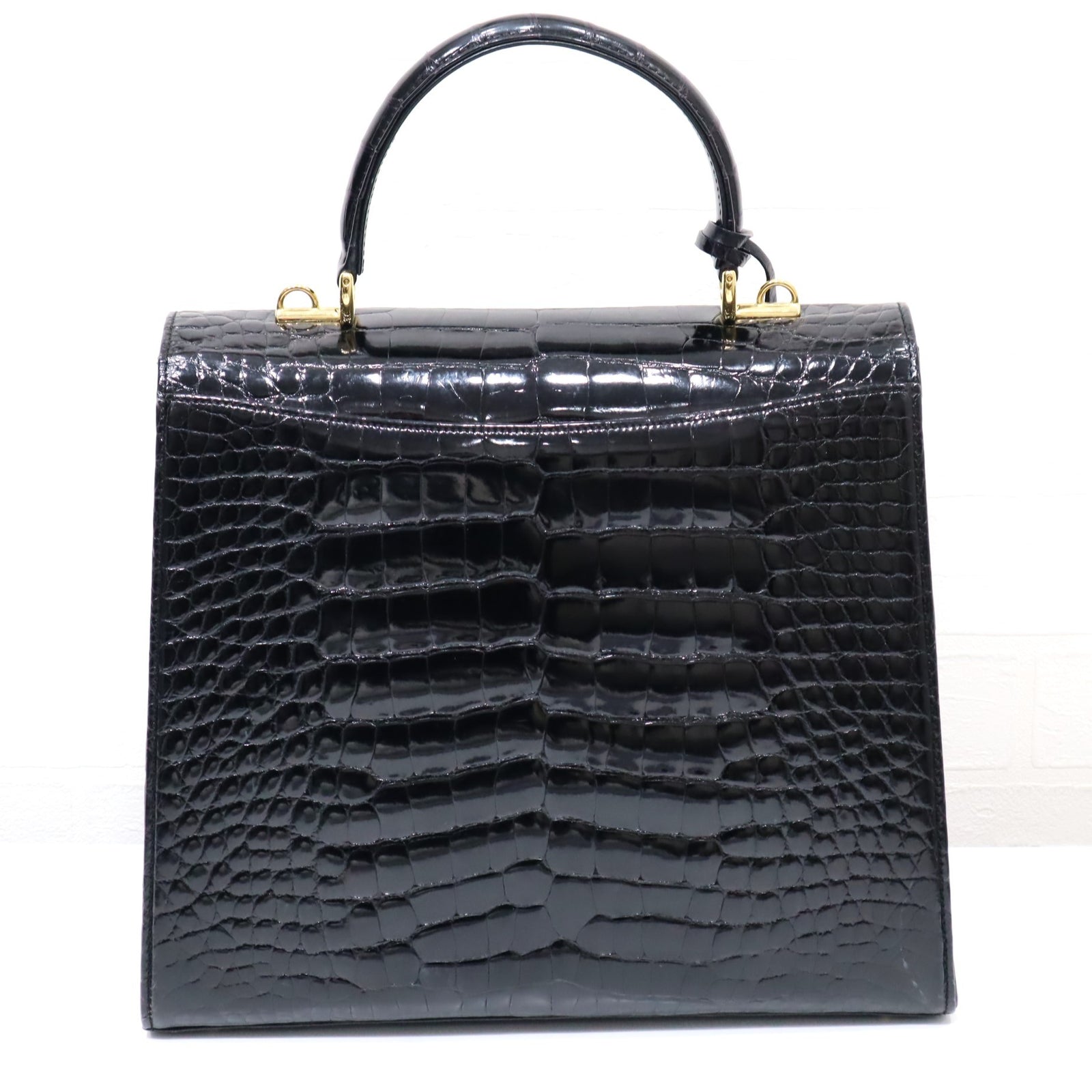 グッチ GUCCI レディロック クロコダイル バッグ 黒 スト付き