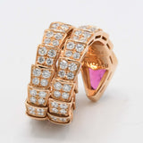 BVLGARI ブルガリ セルペンティ ヴァイパー リング ルベライト パヴェダイヤ スネーク サイズL 13号 750 K18PG 15.6g ◆H21695