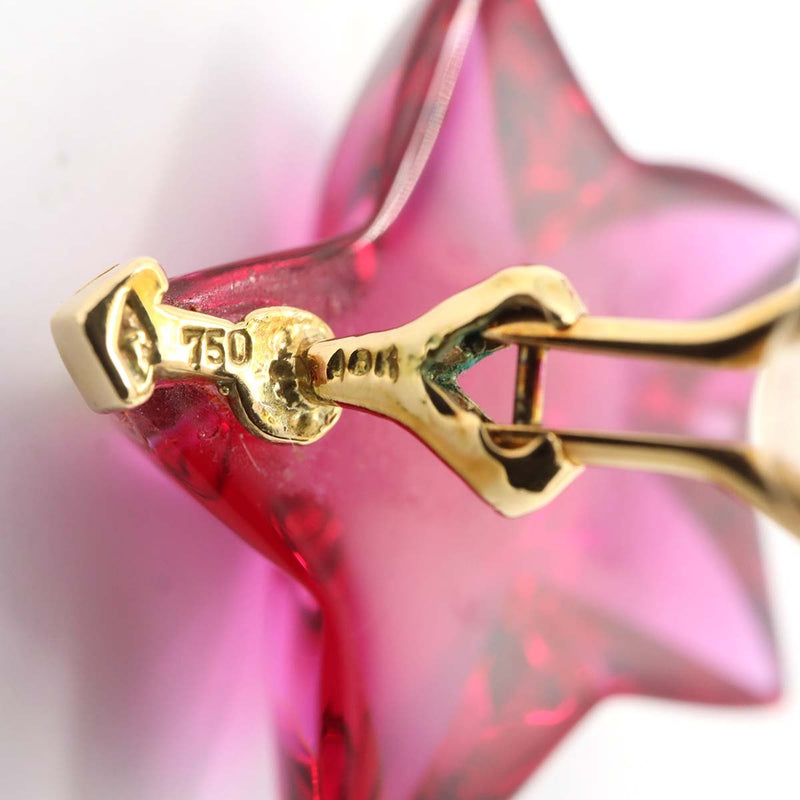 Baccarat バカラ クリスタルガラス イヤリング ピンク 750 K18 スター 星 レディース アクセサリー 箱あり M1876
