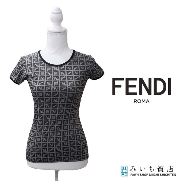 FENDI フェンディ Tシャツ カットソー ズッカ柄 グレー ストレッチ