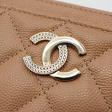CHANEL シャネル カードケース パスケース ココマーク キャビアスキン ベージュ系 H22023