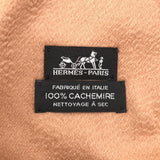 HERMES エルメス 大判ストール ひざ掛け ブランケット ロゴ刺繍 カシミヤ100% キャメル ブラウン ok1912