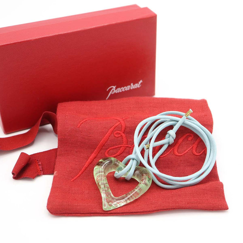 Baccarat バカラ クリスタルガラス オープンハート・サブレ ペンダント ジェード グリーン ネックレス 19k318-160