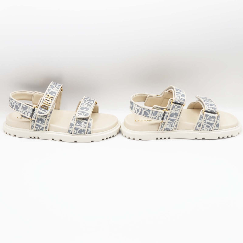 未使用 Christian Dior ディオール サンダル 38 約25cm アクト オブリーク ホワイト 靴 レディース 箱有 H19574