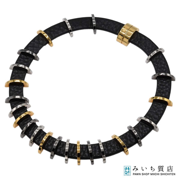 FENDI フェンディ ネックレス チョーカー レザー ブラック アクセサリー H9120
