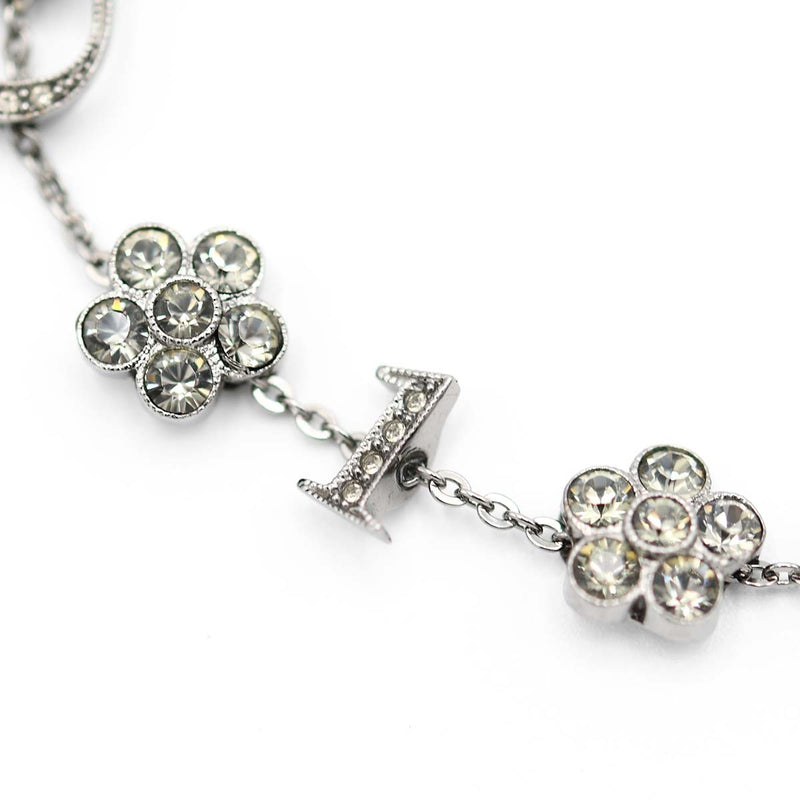 Christian Dior ディオール ブレスレット ブレス ラインストーン フラワー 花 ブラックシルバーカラー アクセサリー レディース 保管袋有 H2271