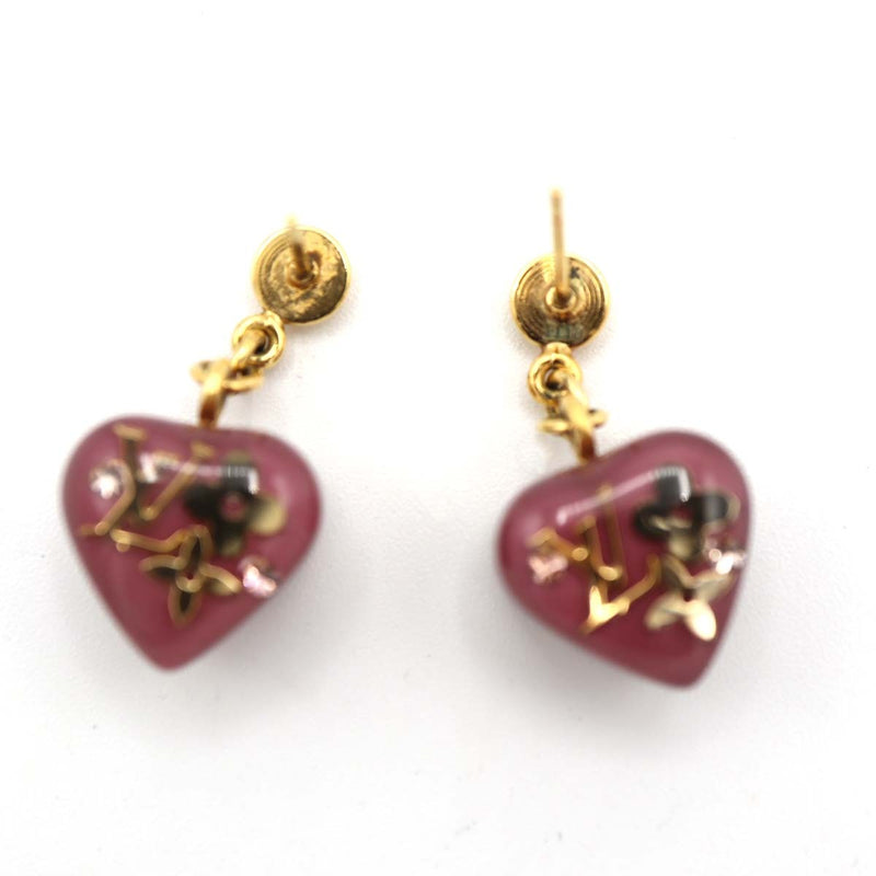 LOUIS VUITTON ルイヴィトン  LV ピアス M66082 アンクルージョン ピンクパープル ハート アクセサリー 箱有 25k803-1