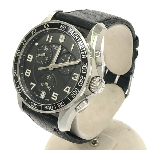 腕時計 訳あり 稼働 VICTORINOX ヴィクトリノックス 241493 クォーツ クロノグラフ 黒色文字盤 2025.4電池交換済 ベルト尾錠社外品 H10411