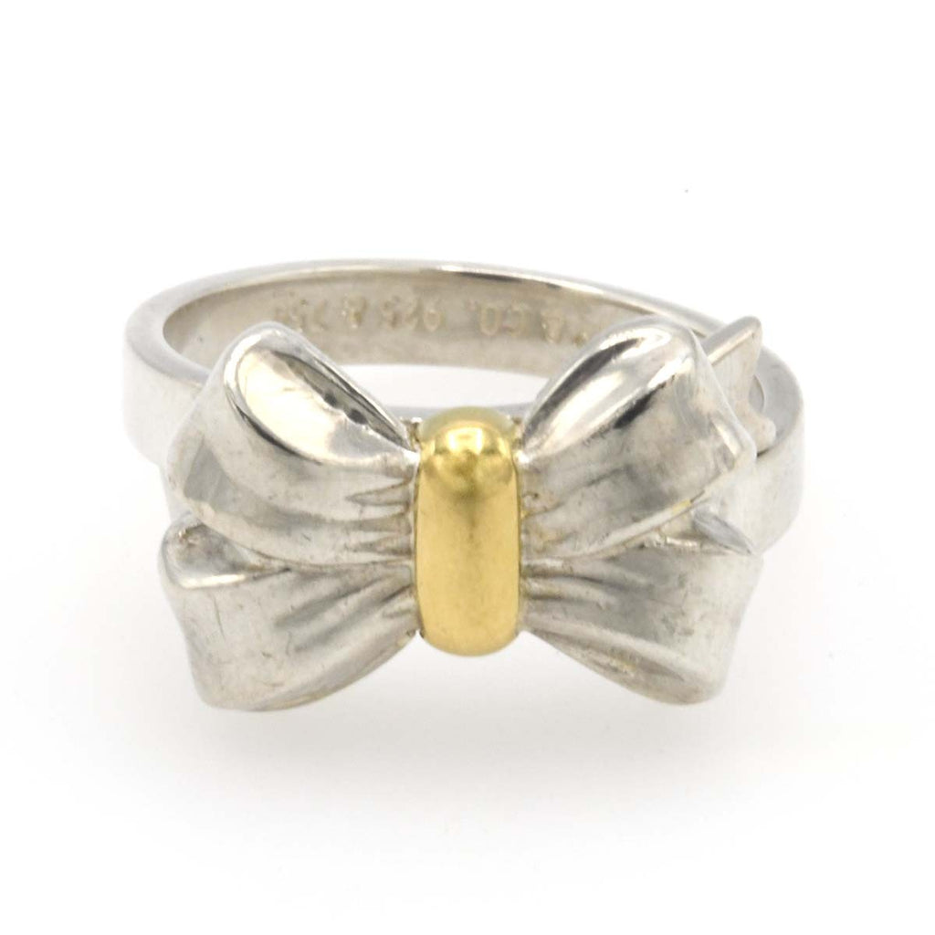 TIFFANY&Co. ティファニー リボン リング 925/750 シルバー×ゴールド