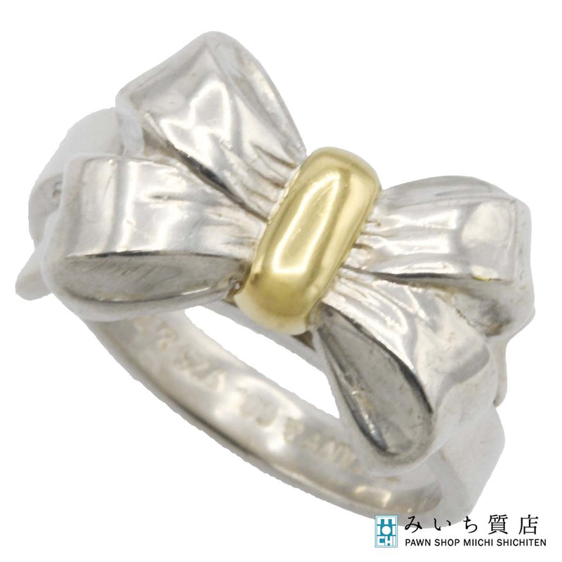 TIFFANY&Co. ティファニー リボン リング 925/750 シルバー×ゴールド