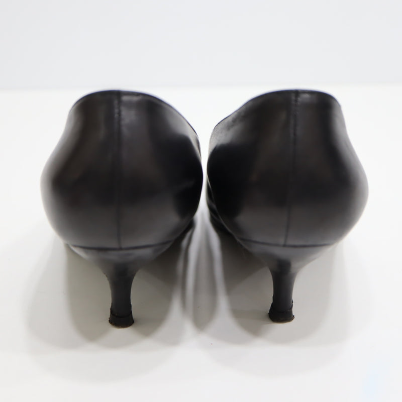 CHANEL シャネル パンプス ヒール サンダル カメリア ココマーク 37 1/2 ブラック レディース yo80