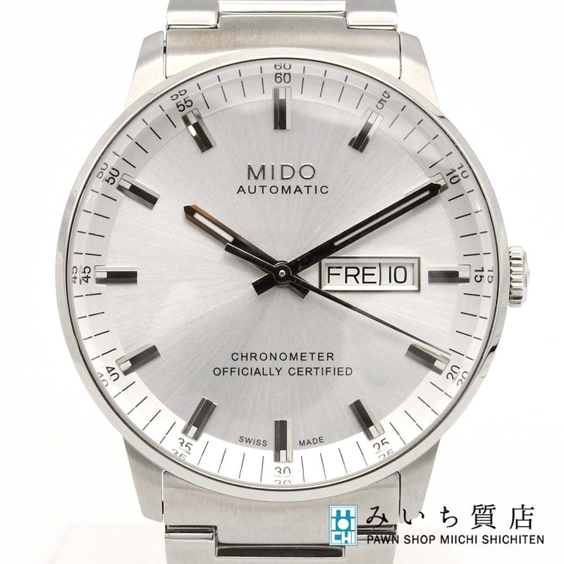 稼働 MIDO ミドー 腕時計 コマンダー クロノメーター デイデイト M021.431.11.031.00 自動巻き メンズ 20s701-1