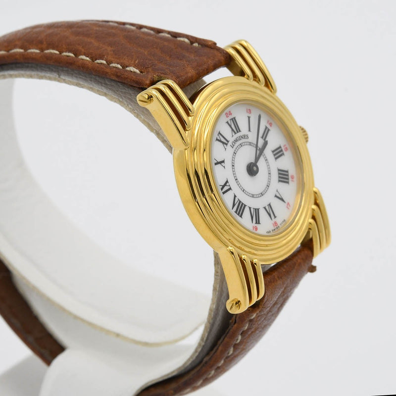 稼働 腕時計 LONGINES ロンジン 7172 クォーツ ラウンド 白色文字盤 レディース H9107