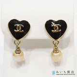 CHANEL シャネル ピアス ハート ココマーク フェイクパール 04A ゴールドカラー×ブラック アクセサリー 箱 ok1857
