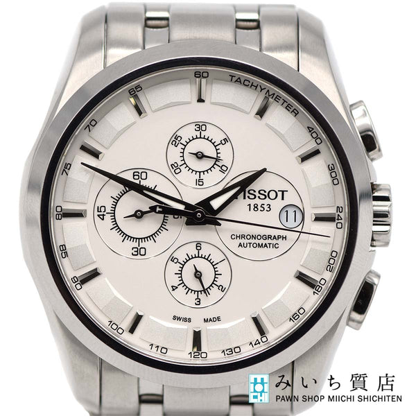 腕時計 稼働 TISSOT ティソ T035627 クチュリエ クロノグラフ 自動巻き 白色文字盤 21k199-1