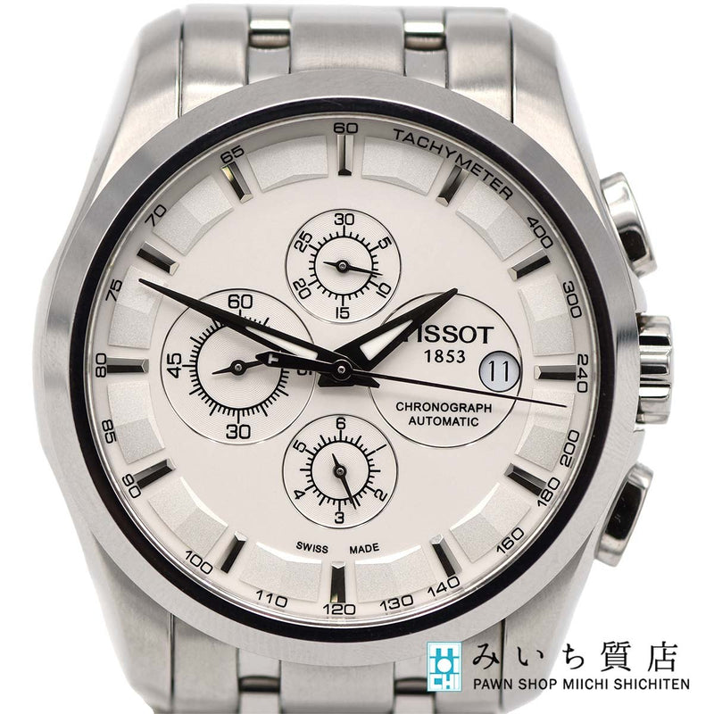 腕時計 稼働 TISSOT ティソ T035627 クチュリエ クロノグラフ 自動巻き 白色文字盤 21k199-1